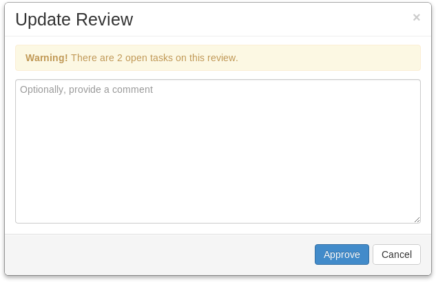 Open Tasks Warning Message Image of Open Tasks Warning Message