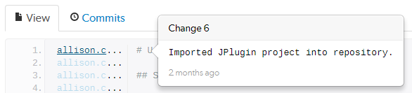 The changelist associated with the current line